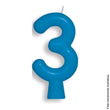 Imagem de Vela Aniversario N 3 Solid Colors Azul - Pacote Com 01 Un Regina Azul