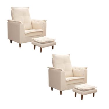 Imagem de Kit 02 Poltronas Maria Para Amamentação E Descanso Com Puff Confortável Suede Bege Mabe Magazine