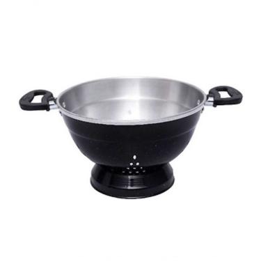 Imagem de Escorredor E Macarrão De Aluminio Preto 24cm Com Pé Docesar