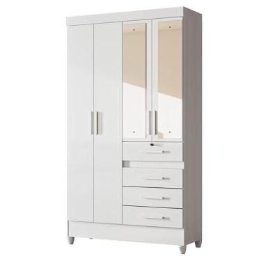 Imagem de Guarda Roupa Infantil Sobral 4 Portas Branco Flex Com Espelho - Moval