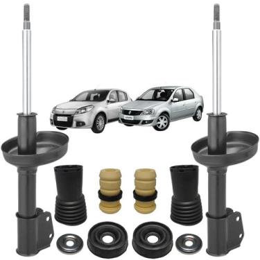 Imagem de Par Amortecedor Nakata + Kit Batente Axios Dianteiro Renault Sandero 2