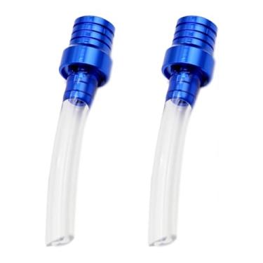 Imagem de 2 peças Tampa de gás para motocicleta tanque de combustível ventilação da tampa de combustível, tubo de mangueira de respiro bidirecional válvula tanque válvula tubo universal tampa de respiração com ATV Quad CRF YZF RMZ KLX DRZ Pit Dirt Bike, azul