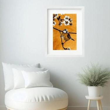 Imagem de Quadro Pássaro Flor De Cerejeira- 60X48Cm - Quadros On-Line