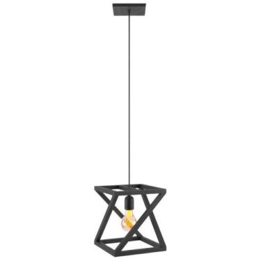 Imagem de Pendente Luminária Quadrada Industrial Preto - Metalcromo