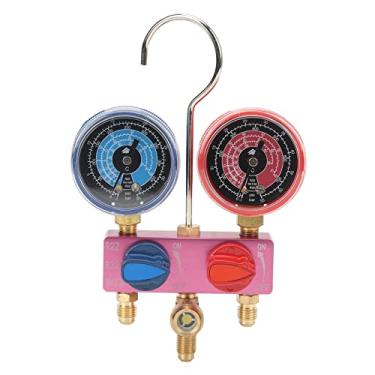 Imagem de Mini Botão de Metal Ferramenta Ar Condicionado Kit Manômetro para R22 R32 R410a Refrigerante Janela Ampliada Válvula Esfera Ptpe Junta Vedação