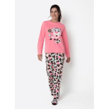 Imagem de Pijama Manga Longa Algodão Feminino Vaca Chocolate Puket, GG