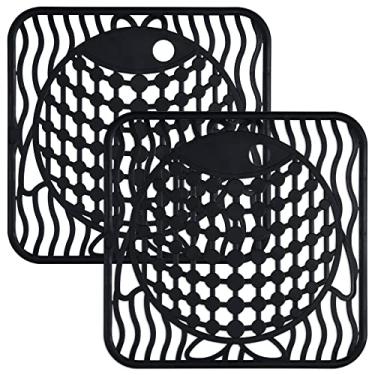 Imagem de Coopay Pacote Com 2 Tapetes Para Pia De Cozinha Em Pvc Ecológico, Aço Inoxidável/Porcelana, Protetor Secar Louças No Fundo Da Pia, Estampa Peixe, 30 X Cm (Preto)