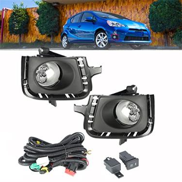 Imagem de munirater Substituição Do Conjunto De Faróis Neblina Para Prius C 2012-2014, Carcaça Preta, Lente Transparente, Lâmpada Com Chicote Elétrico E Interruptor