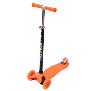 Imagem de Patinete Infantil 4 Rodas c/Leds Scooter Infantil Dobrável e Resistente para Crianças até 60kg (Laranja)