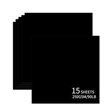 Imagem de 15 folhas de cartolina preta 30,5 x 30,5 cm, 250 gsm/40,8 kg, cartolina grossa e lisa, perfeita para fazer cartões, álbuns de recortes e artesanato