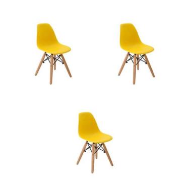 Imagem de Kit 3 Cadeiras Infantil Eiffel Amarela PP Braço - Rivatti