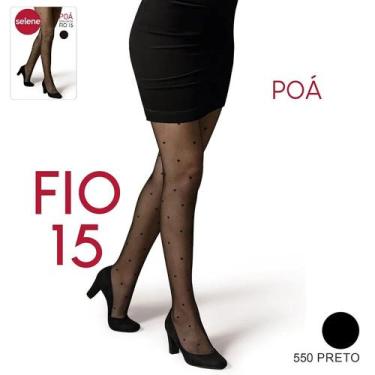 Imagem de Meia-Calça Poá Selene 9920-1 Fio 15, Preto, GG