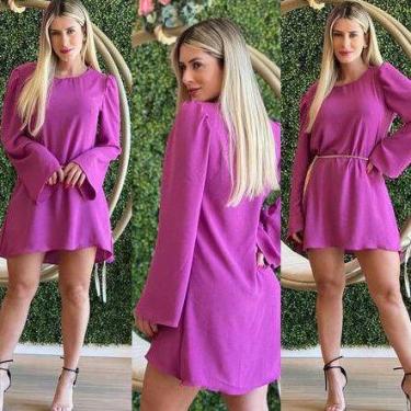 Imagem de vestido macaquinho soltinho feminino manga longa - Filó Modas, p, Verd