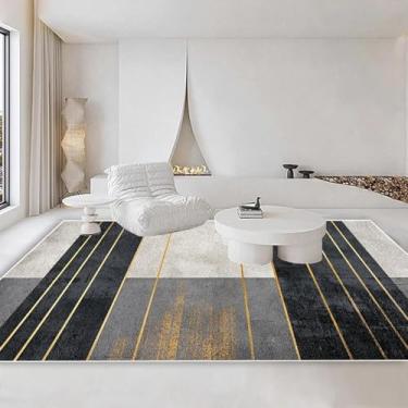 Imagem de Tapete geométrico moderno para sala de estar, decoração de área grande, tapete de cabeceira de pelúcia (3,2 x 5,2 pés (100 x 160 cm) / JH007-Flannel-3)