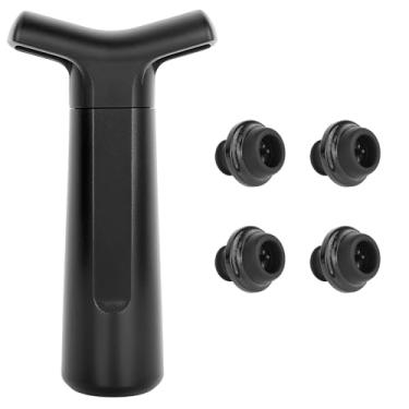 Imagem de Philorn Bomba de economia de vinho com 8 rolhas de vácuo, bomba de vinho e rolha de vácuo de vinho, seladora de garrafa reutilizável mantém o vinho fresco para cozinha, escritório, casa, festa, preto