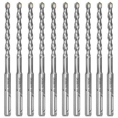 Imagem de DKIBBITH Conjunto de brocas para martelo rotativo de 1/4" 1/4" sds plus de 10 peças, ponta de metal duro para perfurar concreto, cimento, porcelanato, vasos de cerâmica, tijolo de pedra, diâ