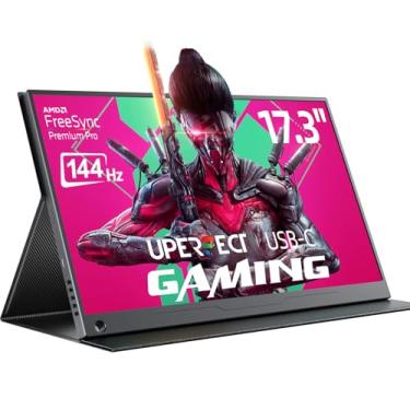 Imagem de Monitor portátil UPERFECT, 17,3" 144Hz, monitor portátil para jogos FreeSync FHD 1080P HDR IPS, monitor para laptop com VESA e case USB C, tela externa para Switch PS-5 Steam-Deck