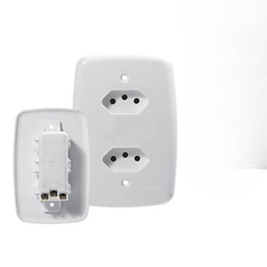 Imagem de Interruptor Simples Redondo Bolinha De Embutir Moveis (Tomada Dupla Linha Fácil 20A)