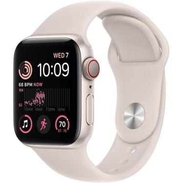 Imagem de Apple Watch SE 2ª Geração (GPS + Celular) Caixa de alumínio de 40 mm com pulseira esportiva Starlight - S/M - Starlight-MNTK3LL/A