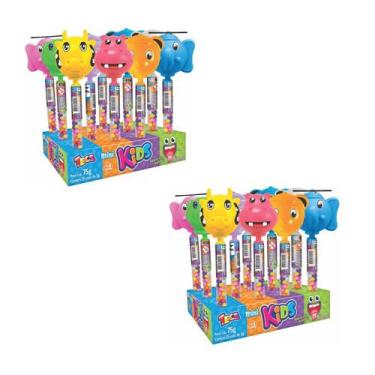 Imagem de Kit 8un Tubo de balinhas p/ Crianças Tutti-Frutti bichinhos - Genérica