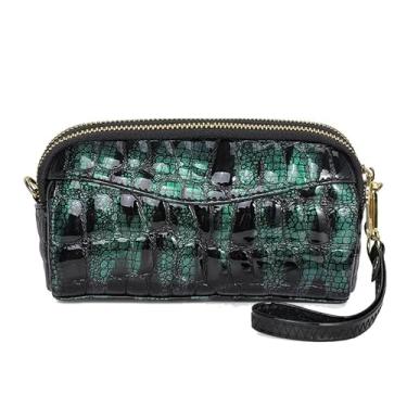 Imagem de Couro legítimo, verde-gema, alça de ombro destacável, transversal, alça única, mini bolsa clutch para mulheres