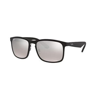 Imagem de Ray-Ban Pacote de óculos de sol RB4264: RB 4264 601S5J preto fosco cinza espelhado prata e coleira universal de silicone antiderrapante