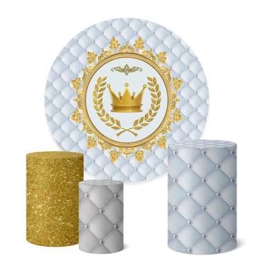 Imagem de Trio Capas Cilindro + Painel Redondo 1,50m Realeza Menino - Fadrix, K1