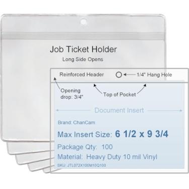 Imagem de 16,5 x 23,5 cm x 23/10 cm Suporte para ingressos de trabalho/loja, capa de plástico de vinil, 100 mm, abertura lateral longa, vinil transparente extra resistente de 10 mm