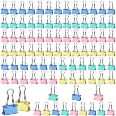 Imagem de Pacote com 180 clipes pequenos para fichário, clipes de papel para fichário colorido, mini clipes de fichário de 15 mm de 15 mm para material de escritório, casa, escola, comida DIY (azul, verde