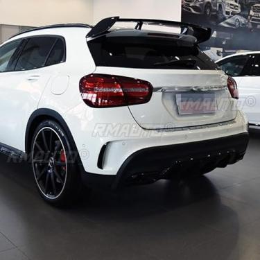 Imagem de Spoiler de faca de vento compatível com GLA-Class GLA260 GLA45 Kit de carroceria lâmina de ar de afinação para-choque traseiro divisor lateral acessórios para carro (aparência de fibra de carbono)