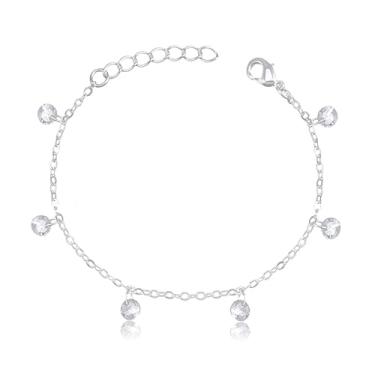 Imagem de Pulseira Infantil Elos 1x1 com Detalhes em Pedras Zircônia (13cm)