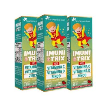 Imagem de KIT 3 Imunitrix Kids (Vit. C +D+Zinco) 30ml Sabor Morango - Flora Nati