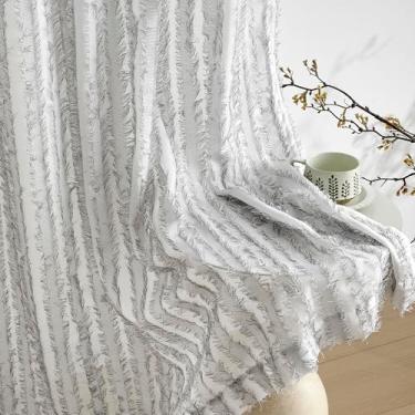 Imagem de Cortinas transparentes com filtragem de luz para sala de estar, 96 polegadas de comprimento, cortinas de cortina de janela semitransparentes, conjunto de 2 painéis, cinza claro, cortinas de tule