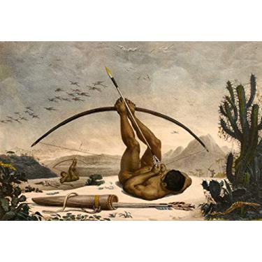 Imagem de Caboclo Indio Caçando Pássaros Pintura De Jean Baptiste Debret em Tela"Canvas" Repro (Tela"Canvas", 55cm X 38cm Tamanho de imagem)