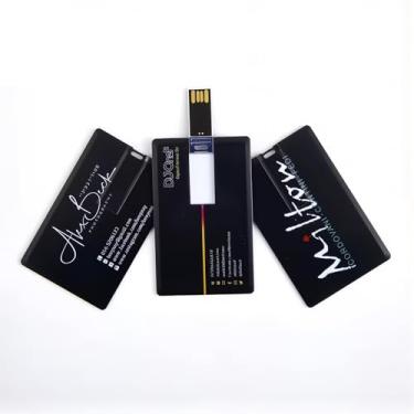 Imagem de Flash Drives USB de cartão de crédito personalizado, cartão preto personalizado USB 2.0 Flash Drive com logotipo ou texto, ideal para presentes corporativos, brindes promocionais, estúdios de