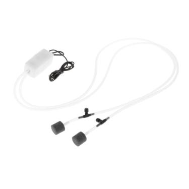 Imagem de Gralara Bomba oxigenadora para aquário, acessórios de dimensões reduzidas com mangueira flexível, bomba aeradora silenciosa para tanque de peixes, branco