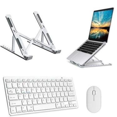 Imagem de Teclado, Mouse Bluetooth, Suporte Branco para Notebook Dell - Skin Zab