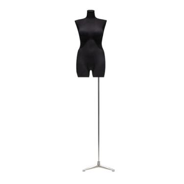 Imagem de Manequim feminino grande com suporte triangular, torso de linho, altura ajustável de 170 a 233 cm, suporte para exposição de roupas(Black)