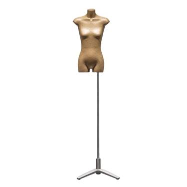 Imagem de Manequins de varejo Torso com base triangular, manequim de torso de papel kraft, adequado para camisetas e saias(Silver)