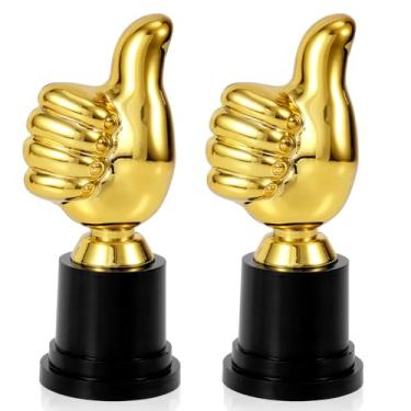 Imagem de 2un. Troféus de Polegar Dourado, Troféu de Plástico Divertido 13cm com Gravação Prêmio para Vencedor Festa Esporte Jogo Sala Aula Trabalho Competição Futebol Presente