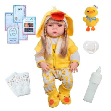 Imagem de Bebê Reborn Boneca Silicone Pode Dar Banho Roupa Patinho