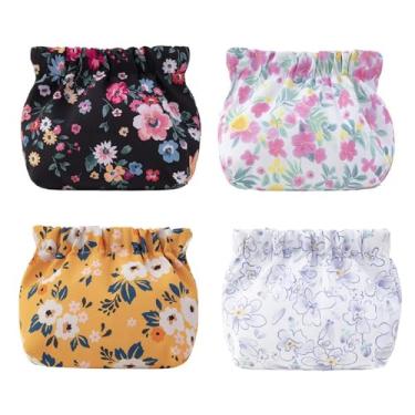 Imagem de MIAO JIN Mini bolsas de cosméticos portáteis com 4 peças, porta-moedas, batom, pequena maquiagem, impermeável, kit de viagem, sem zíper, organizador de acessórios para fones de ouvido, joias femininas