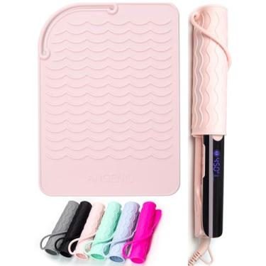 Imagem de ANGENIL Tapete térmico para alisadores de cabelo, tapete resistente ao calor para chapinha, tapete de silicone resistente ao calor para alisador de cabelo plano de viagem, tapete protetor de calor