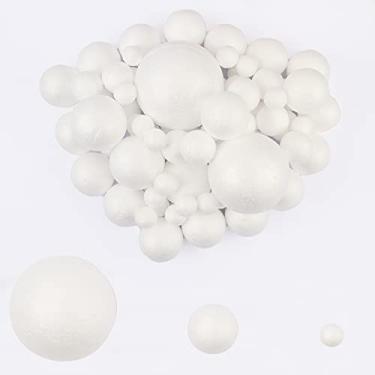 Imagem de LOMIMOS 100 pçs 7 tamanhos de bolas de espuma, sortidas bolas de isopor para artes e artesanato, projetos escolares, materiais de artesanato faça você mesmo, branco