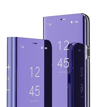 Imagem de LEMAXELERS Capa para iPhone 2025 Pro Max Slim Mirror Design Clear View Flip Bookstyle Capa protetora ultrafina com suporte capa protetora para iPhone 2025 Pro Max 17.5 cm espelho PU roxo