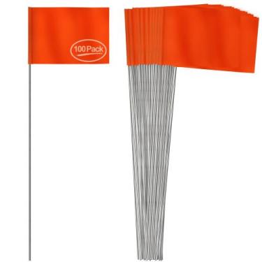 Imagem de Bandeiras de marcação Anley Orange 100 unidades com estaca de arame de