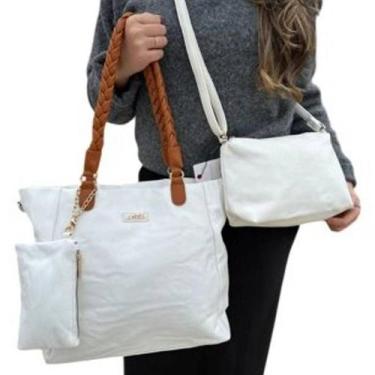 Imagem de Kit 3 Peças Bolsa Feminina Branca Grande Média + Necessarie - LYSSA