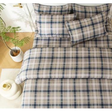 Imagem de SDY Jogo de lençol casal com edredom xadrez verde, macio e quente, hipoalergênico, lençol com edredom xadrez verde leve para crianças, meninos e meninas