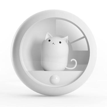 Imagem de Attivolife Luz com sensor de movimento magnético para gatos, lâmpada noturna recarregável regulável, LED branco quente, quarto, corredor, escada, banheiro, cozinha