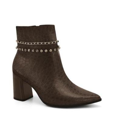 Imagem de Bota Ramarim Salto Alto Strass Café 24-58104-12-Feminino